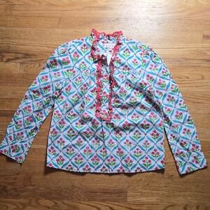 BN Mary Marshmallow boho floral print long sleeve pullover ruffle tunic top